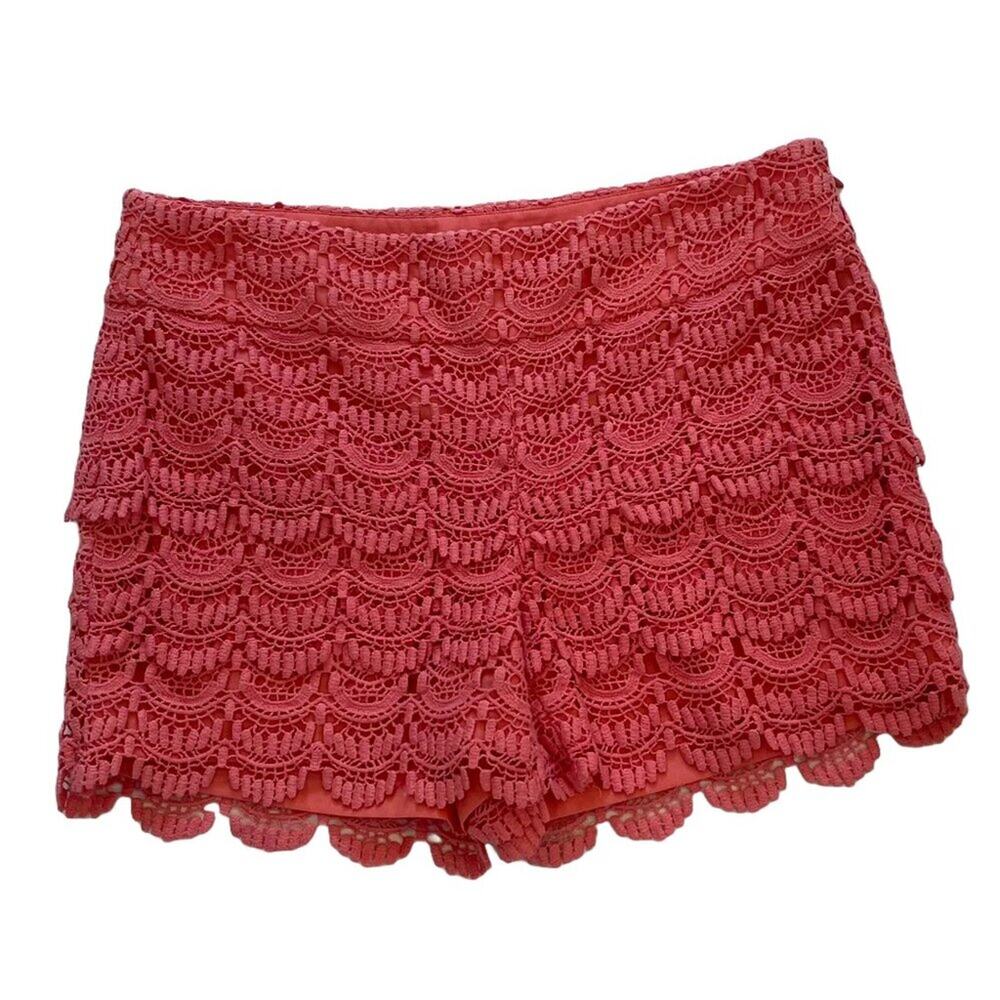 LOFT Riviera Lace Shorts, Pink / Coral Mid Rise, Lined, Size 2